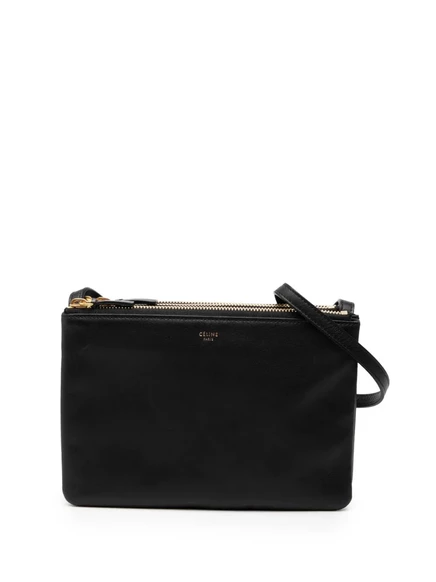 Женская сумка Celine Pre-Owned Trio малая из кожи ягнёнка, черная