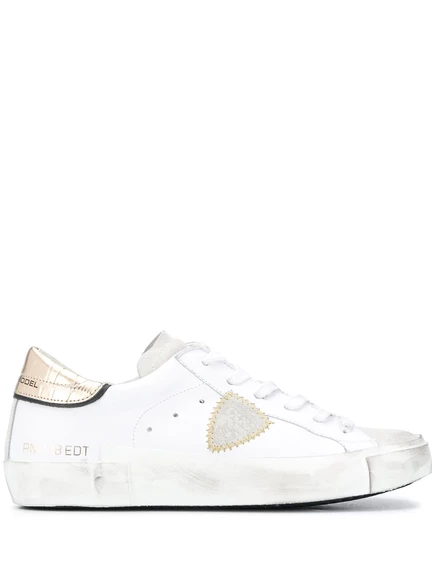 Контрастные кроссовки Philippe Model Paris с эффектом крокодила white