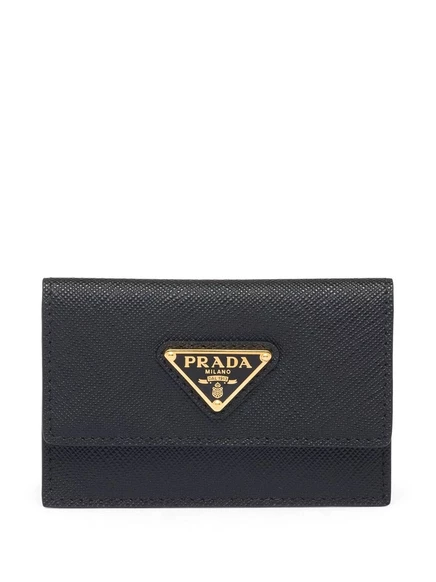 Женский кошелек Prada с треугольным логотипом, черный