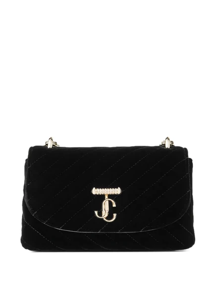Маленькая бархатная сумка через плечо Jimmy Choo small Curve black