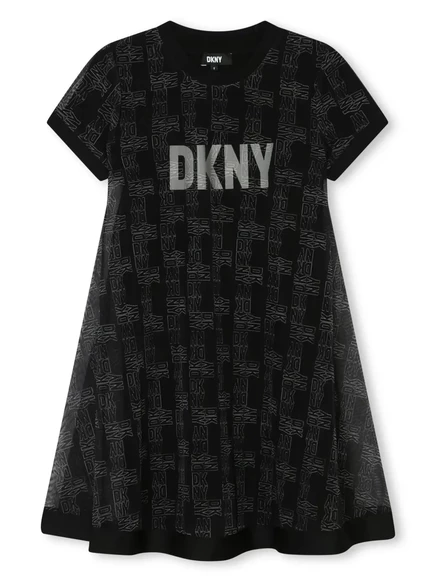 Многослойное платье с логотипом Dkny Kids black