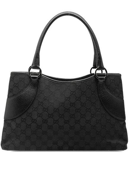 Сумка-тоут Gucci Pre-Owned GG Canvas с кожаной отделкой, черная
