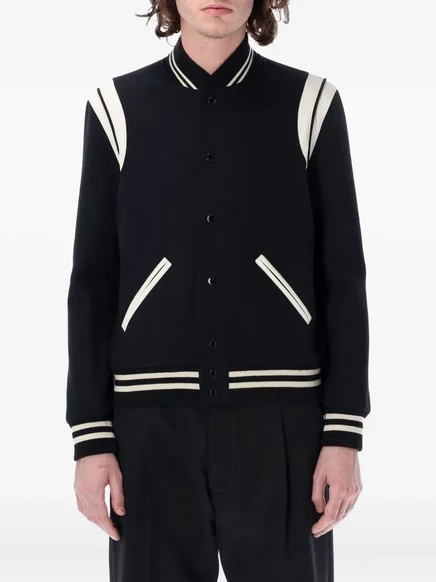Мужская бомбер-куртка Saint Laurent на кнопках, черная