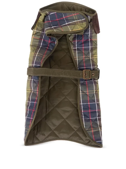 Пальто для собак Barbour стеганое в тартан, зеленое
