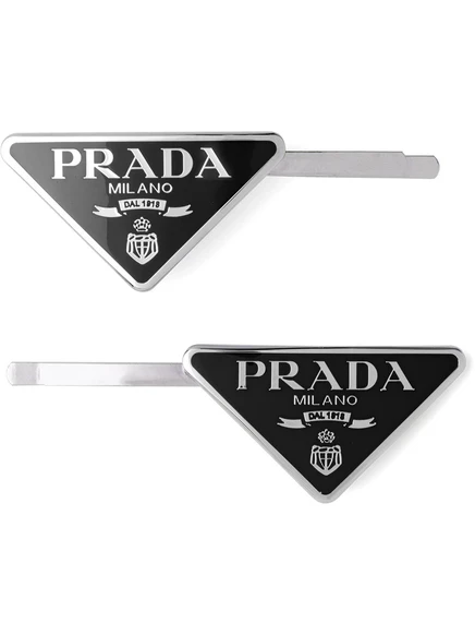Женские заколки для волос Prada с треугольной эмблемой, набор из 2 шт., черные