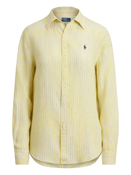 Женская рубашка Polo Ralph Lauren в полоску, светло-желтая