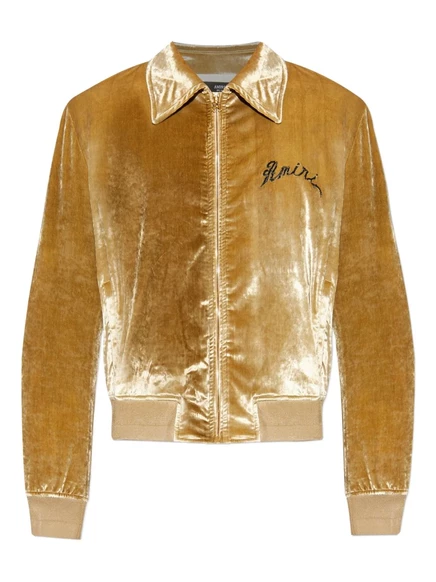 Мужская бархатная куртка Amiri с вышивкой, желтая