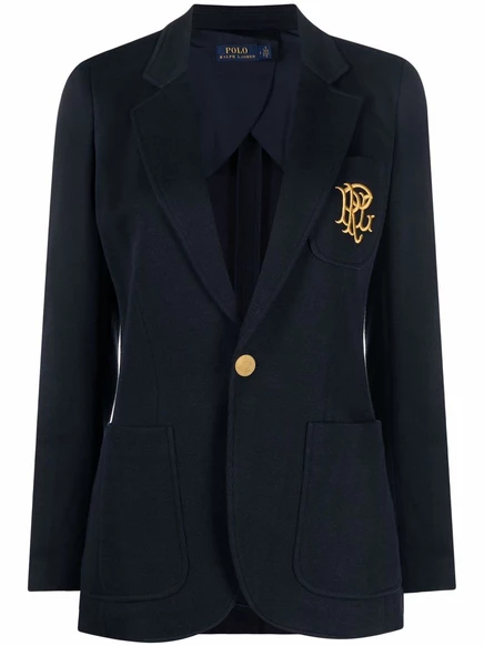 Блейзер из двойной вязки Polo Ralph Lauren с вышитой монограммой blue