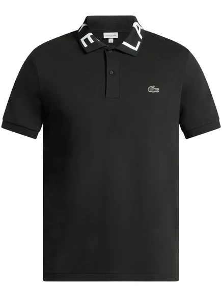 Мужское поло Lacoste с аппликацией, черное