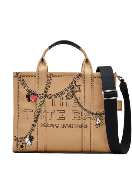 Холщовая сумка-тоут среднего размера от Marc Jacobs The Trompe L'oeil Charm brown