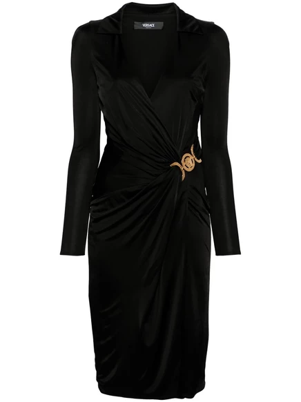 Женское платье Versace миди с декором Medusa, черное