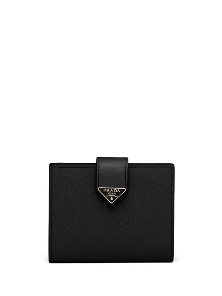 Бумажник из сафьяновой кожи с небольшим логотипом Prada black