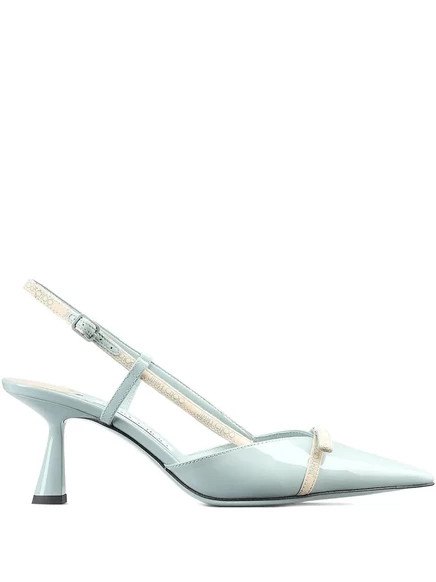Кожаные туфли-лодочки на плоской подошве от Jimmy Choo blue