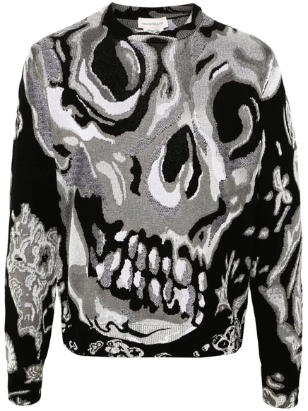 Мужской джемпер Alexander McQueen жаккардовый, серый
