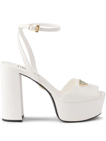 Кожаные босоножки Prada на платформе white