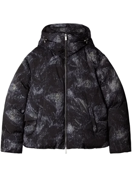 Мужская пуховая куртка Off-White жаккард, черная