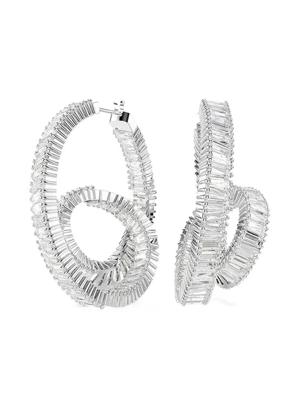 Женские серьги Swarovski Matrix багетные, серебристые