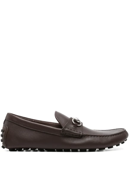 Мокасины из натуральной кожи Gucci Horsebit-death brown