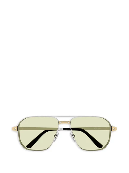 Мужские солнцезащитные очки Cartier Eyewear пилот, серебристые