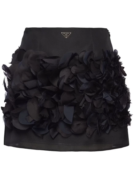 Шелковая мини-юбка с перьями от Prada black