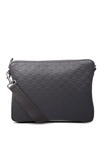 Мужская сумка Gucci GG Emblem через плечо, серая