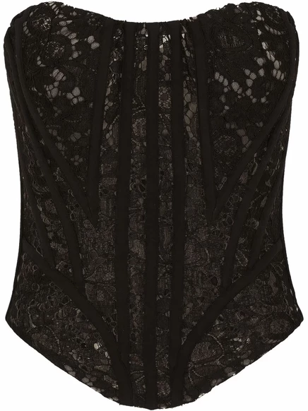 Кружевной топ-бюстье с петельками от Dolce & Gabbana black