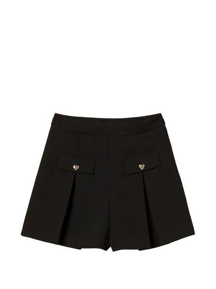 Женские шорты Twinset из крепа с пуговицами-сердцами, черные