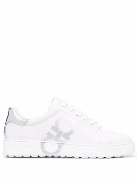 Кроссовки с низким берцем и логотипом Ferragamo Gancini white