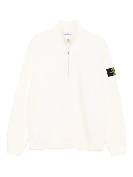 Мужской свитшот Stone Island с полумолнией, слоновая кость