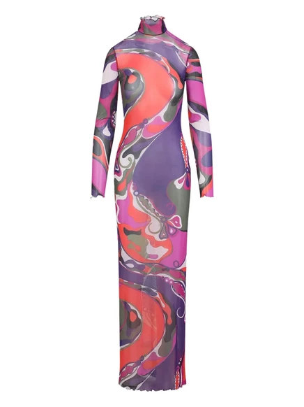 Платье-водолазка с водолазным принтом от PUCCI purple