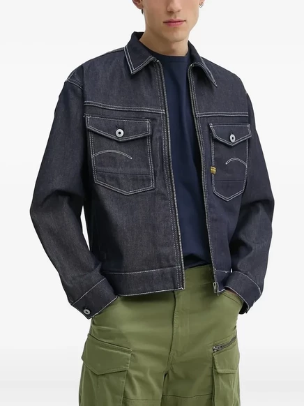 Мужская джинсовая куртка G-Star Raw на молнии, темно-синяя