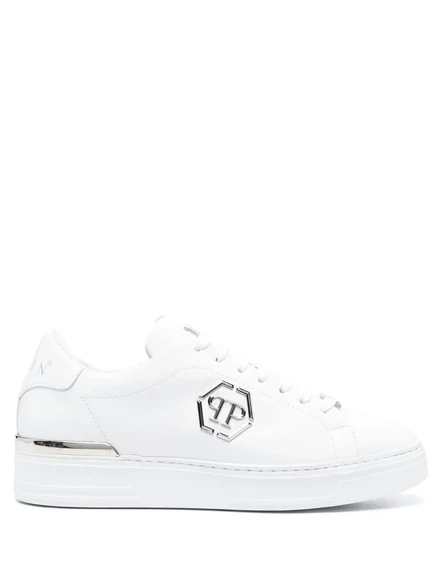 Кожаные кроссовки Philipp Plein Hexagon с низким берцем white