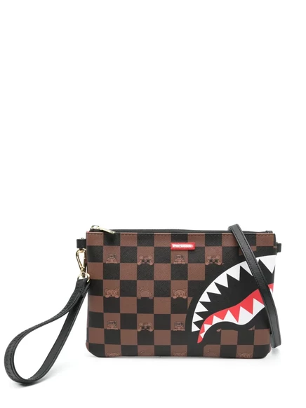 Мужская сумка‑почтальонка Sprayground в клетку, коричневая
