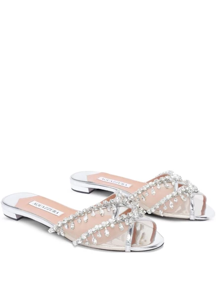 Женские босоножки Aquazzura Temptation, серебристые