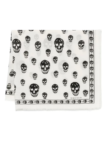 Женский шарф Alexander McQueen Classic Skull, белый