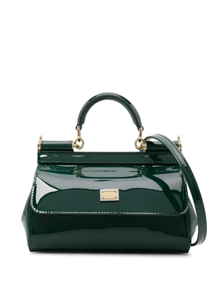 Маленькая сицилийская сумка-тоут из лакированной кожи Dolce & Gabbana green