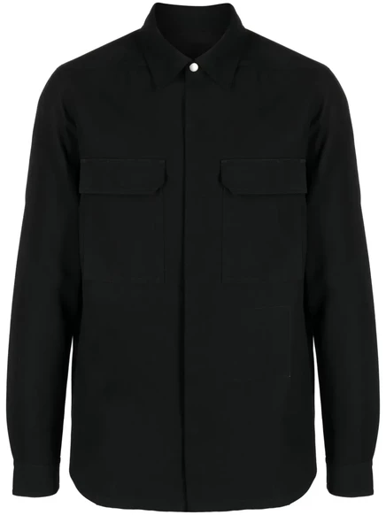 Пиджак-рубашка из саржи Rick Owens Luxor black