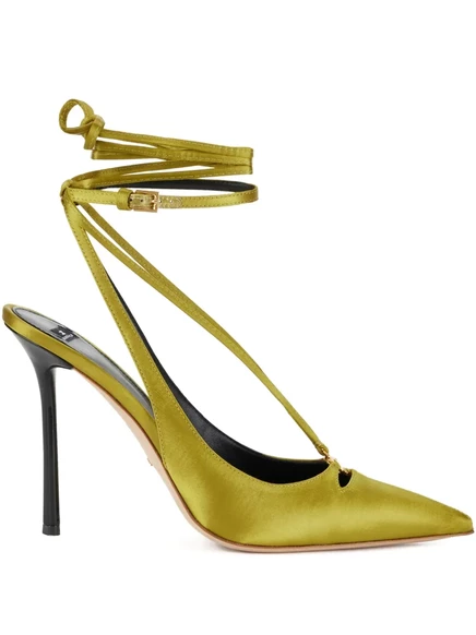 Женские атласные лодочки Elisabetta Franchi, зеленые