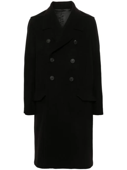 Длинное двубортное пальто офицера Рика Оуэнса black