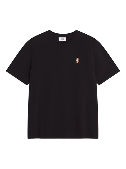Футболка с вышитой лисой Maison Kitsuné black