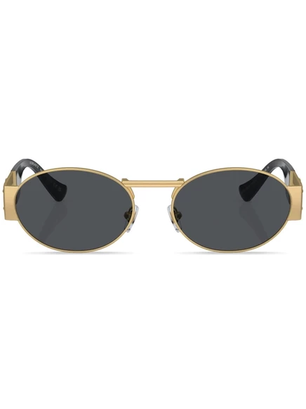 Солнцезащитные очки в круглой оправе с головой медузы от Versace Eyewear gold