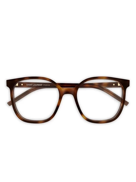 Женские очки Saint Laurent в круглой оправе, коричневые