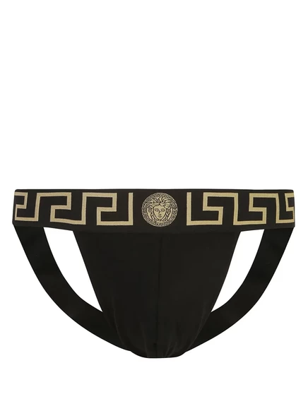 Мужской джокстрэп Versace Greca Border, черный