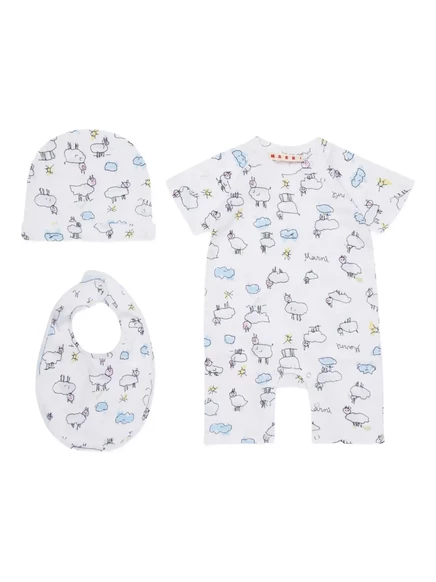 Детский набор боди Marni Kids, белый с принтом овечек