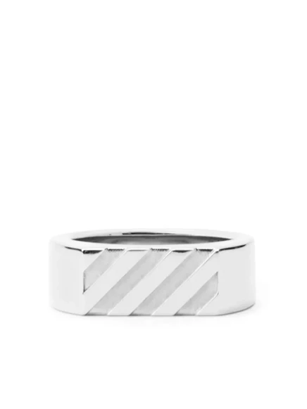 Мужское кольцо Off-White Diag, серебристое