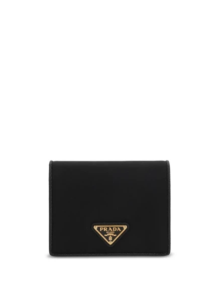 Бумажник двойного сложения с треугольным логотипом Prada  black