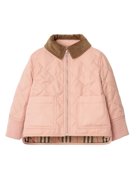 Детская стёганая куртка Burberry Kids, розовая
