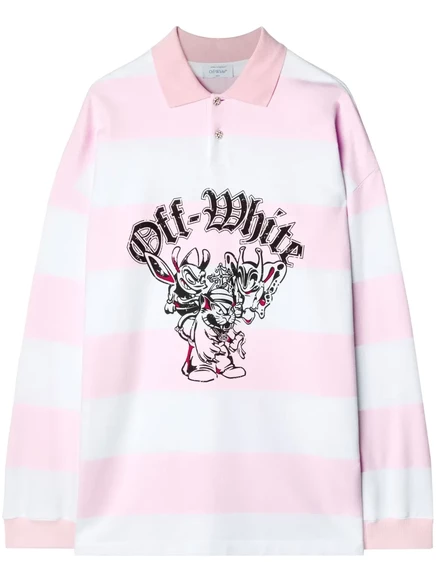 Мужское поло Off-White с длинным рукавом, розовое