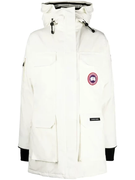 Стеганое пальто с нашивкой и логотипом Canada Goose white