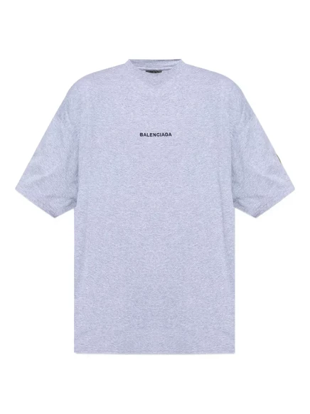 Футболка с нашивкой с логотипом Balenciaga grey